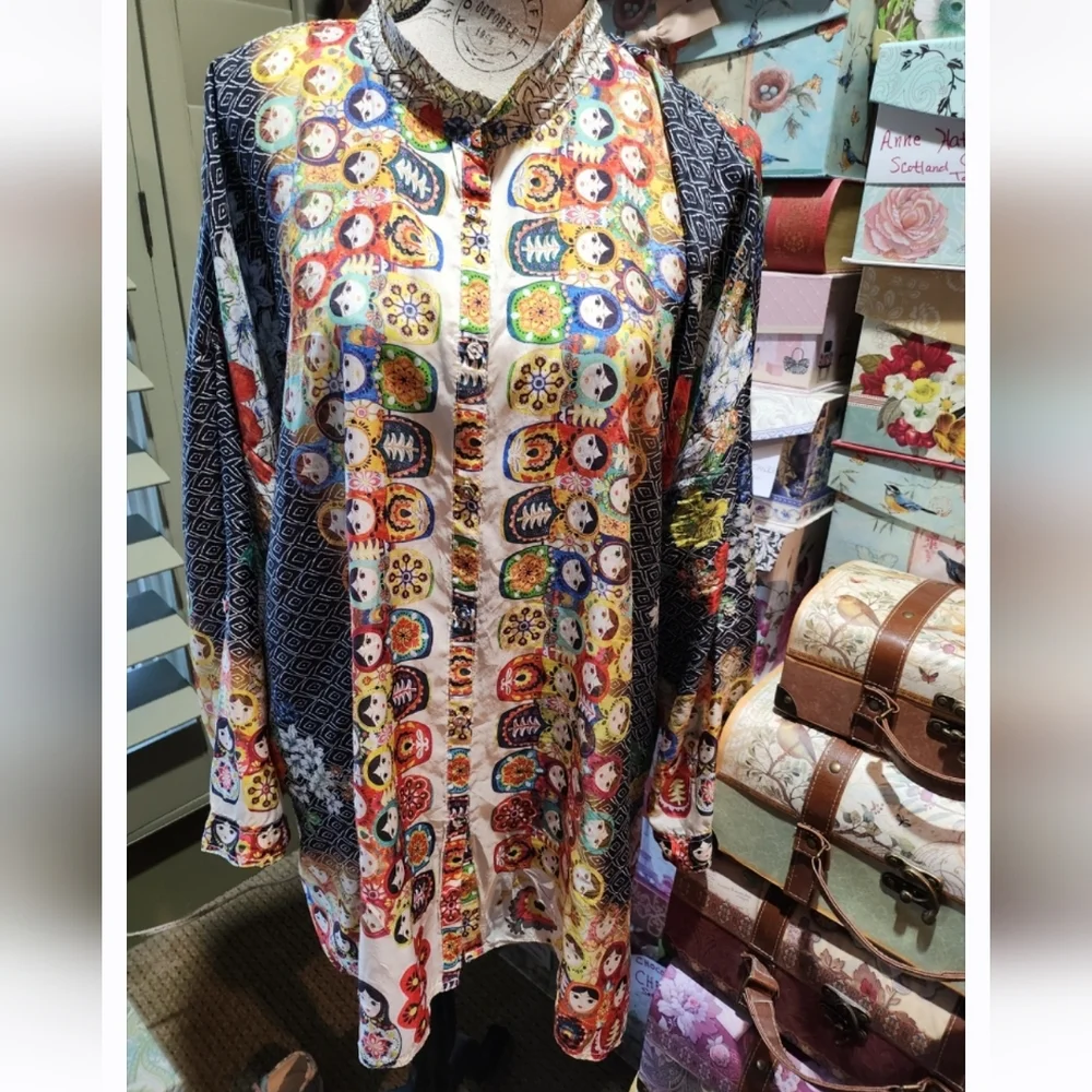 JOHNNY WAS SILK XL LONG SLEEVE TOP - Picture 2 of 4